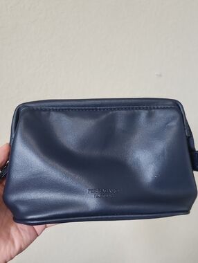 Salvatore Ferragamo Navy Leather Toiletry Pouch